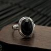 Moda Europea y Americana Anillo de Plata 925 Ónix Negro Exquisito Nicho Apertura Anillo de Pareja Nuevo Vintage Moda Personalizada
