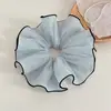 Scrunchie de Chiffon Oversized Plissado Estilo Coreano com Bordas Franzidas, Laço de Cabelo Doce Estilo Feriado para Mulheres