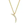 Collar de Plata de Ley S925 Colgante de Luna Diamante Completo Pequeño y Exquisito Estilo Commuter Cadena para Clavícula Diseño de Nicho Simple Elegante
