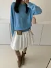 Outono 2026 Novo Suéter de Malha Feminino Top Estilo Coreano Elegante Cor Sólida Lã Pura Gola Redonda Manga Longa para Trabalho Casual Versátil