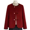 Jaqueta curta redonda estilo Chanel para mulheres, adequada para primavera e outono, versátil e elegante, projetada para mulheres de meia-idade, disponível em tamanhos grandes