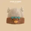 Gorro de Lana Cálido con Bola de Pelo de Dibujos Animados Lindo para Otoño e Invierno para Niños y Niñas Gorro con Protección para Orejas de Bebé para Suéter Infantil Gorro de Punto