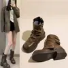Botas Martin para Mujer Suela Gruesa Botines 2026 Primavera y Otoño Estilo Nuevo Caña Corta Marrón Retro Botas Apiladas Botas Vaqueras Botas para Pantalón