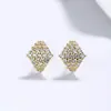Pendientes de rombos de circón con incrustaciones de diamantes completos transfronterizos, pendientes de lujo de alta gama para mujer, joyería de plata 925, ear cuffs de diseño exclusivo