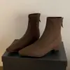 Botines de punta estilo coreano para mujer, nueva colección otoño 2026, botines cortos retro, botines ajustados, botines Chelsea de tacón grueso