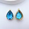 Pingente de vidro gota d'água com borda de contas douradas que não desbota, pingente de gota d'água com diamante colorido multifacetado, grampo de cabelo estilo antigo DIY