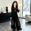 Conjunto para Niñas para Primavera y Otoño: Nuevo Conjunto de Dos Piezas de Moda Coreana: Top de Manga Larga y Pantalones Casuales Anchos y Sueltos