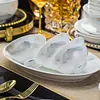 Juego de Cuenco y Plato de Porcelana Blanca de Alta Temperatura de Jingdezhen, Nuevo Juego de Mesa de Cerámica de Gama Alta, Regalo Creativo