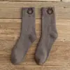 Meias femininas meias femininas de cano médio urso bordado outono e inverno fofas meias de algodão japonesas meias da moda meias de lã grossas