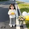 Nova coleção de primavera e outono: camisa soltinha com estampa floral, gola boneca, doce e delicada, para meninas