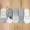 Calcetines Invisibles para Mujer Calcetines de Algodón de Boca Baja Tipo Barco Animales Delgados Divertidos Dibujos Animados Calcetines Blancos Calcetines Cortos Gato