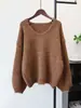 Top de punto suelto de alta gama, suave y ceroso, nuevo para Otoño e Invierno 2025, cuello en V, estilo perezoso, jersey interior de punto para mujer