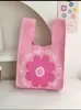 2025 Bolsa Tote Espessa Série Floral Bolsa de Palha Bolsa de Mão Versátil de Tricô Bolsa para Marmita Trama Floral