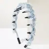Faixa de Cabelo Cruzada Nova Artesanato Pesado Feita à Mão Cristal Estilo Coreano Borda Fina Tecido de Seda Envolvido Antiderrapante Acessórios de Cabelo para Lavar o Rosto para Mulheres