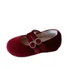Zapatos de invierno para niños estilo Chanel de doble botonadura, zapatos de terciopelo para niños pequeños, zapatos de algodón para niñas con felpa, segundos zapatos de algodón para bebé princesa