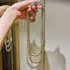 Outono e Inverno Alta Qualidade Alto Brilho Cor Café Maillard Dourado Pérola Swarovski Múltiplos Estilos de Uso Corrente de Suéter Corrente de Clavícula para Mulheres