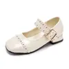 2026 Nueva Moda Niños Medianos y Grandes Zapatos de Tacón Bajo para Escenario Pasarela Show Performance Zapatos para Niños Zapatos de Princesa Zapatos Pequeños de Cuero