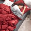 Estilo Nórdico Funda de Edredón de Algodón Lavado de Cuatro Piezas Sábanas Estilo Celebridad de Internet Set de Cama de Tres Piezas para Dormitorio de Estudiantes