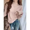 Camada base feminina estilosa para outono e inverno, um top interno sofisticado, tricô novo 2026, suéter gola alta