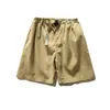Pantalones Cortos de Trabajo Estilo Retro Camping Japonés Origteen para Hombre, Rectos Holgados Modernos de Pierna Ancha de Cinco Puntos K6002