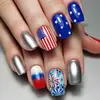 Puntas de uñas independientes y cada vez más bonitas en formas cuadradas rojas, blancas y azules, puntas de uñas listas para usar con diseños de banderas nacionales, parches de uñas postizas