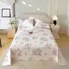 Sábana de Cama de Tela Gruesa de Algodón Floral Estilo Coreano Pieza Única Grado A Engrosada Algodón Puro Verano Absorbente de Sudor Transpirable Ins Venta al por Mayor Transfronterizo
