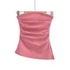 Top de tubo puramente seductor y sexy sin hombros para mujer, top sin mangas sexy de verano para chica caliente, ajustado, fruncido, con abertura irregular
