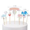 Bolo para hornear bola de pelo Nube Blanca enchufe globo arcoíris inserción de tarjeta decoración de unicornio fiesta de cumpleaños disfraz