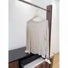 Camisa Base de Acetato de Tencel Lyocell para Mulheres, Estilo Fino Primavera e Verão, Top de Lã de Algodão de Manga Longa, Saída de Praia com Proteção Solar de Gola Redonda