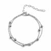 Tobillera Popular Transfronteriza Verano Playa Europea y Americana Simple para Mujer Acero Inoxidable Oro 18K Doble Capa Tobillera Pulsera de Perlas