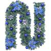 Decoración Navideña de Ratán 2.7m Adornos para Colgar en la Puerta Decoraciones para el Árbol de Navidad Set de Corona Dorada y Roja Iluminación LED