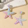 Pendientes de Estrella de Mar de Rafia Trenzada Dopamina Estilo Pendientes de Vacaciones de Verano en la Costa Accesorios de Nicho de Gama Alta de Principios de Primavera