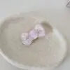 Pinza para el pelo transparente de gelatina rosa y azul con lazo floral, estilo fresco y simple, pinza de pico de pato versátil, accesorio para el pelo de moda estilo ins, pinza para flequillo