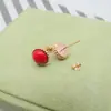 Versión alta de Europa y Estados Unidos comercio exterior superventas Fanjia aretes de cuentas redondas oro rosa pino azul aretes de ágata roja venta al por mayor venta directa