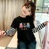 Nueva Camiseta Básica de Algodón Puro de Corte Holgado para Primavera y Otoño para Niños Mayores, Camiseta de Manga Larga de Dos Piezas Falsas Moderna y Versátil para Niñas