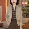 Cárdigan de punto de cuello en V de dos piezas falsas para mujer, suéter de manga larga, primavera, otoño, invierno, nuevo, cintura de madre, camisa de seda con lunares