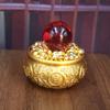 Adorno de Cuenco de la Fortuna de Doble Pez de las Ocho Bendiciones de Latón para Riqueza y Buena Suerte, Regalo para Atraer Riqueza para Oficina, Artesanía de Lingote Mini Pequeño
