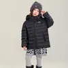Jaqueta leve de plumas para crianças, com design de montanha nevada, enchimento 90% plumas de pato branco, novo design com capuz estilo coreano, agasalho quente para meninos e meninas