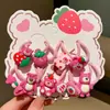 Cuerda para el pelo de oso de fresa para niños, goma de pelo linda, diadema de dibujos animados para niña, tocado elástico, conjunto, venta al por mayor