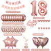Conjunto de Balões Dourado Rosé para Aniversário 11 12 13 Balões Metalizados de Coração Estrela Decorações para Festa de Menina