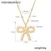 Collar para Clavícula Rueda de la Fortuna Lazo Conchas Shijia Perlas Circonita Acero de Titanio Chapado Eléctrico PVD Oro Real Joyería que No se Desvanece para Mujeres