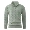 Suéter de punto trenzado vintage con media cremallera para otoño e invierno, de importación, para hombre, suéter grueso de corte holgado con cuello alto, chaqueta estilo "old money" para hombre