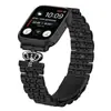 Adecuado para los nuevos relojes inteligentes Apple 1-10, Correa para la corona Apple Watch Ultra con Banda de Acero de Siete Perlas Tachonada de Diamantes