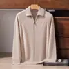 Nuevo Modelo Invierno 2026 Cárdigan 100% Cachemira Pura para Hombre, Cuello Solapa, Chaqueta de Punto Simple con Cremallera, Suéter Cálido