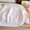 Moletom estiloso com acabamento em renda para bebês meninas, nova coleção de outono, estampa floral doce, top estilo princesa