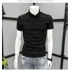 Nova Camisa Polo Masculina de Manga Curta, Camiseta Versátil de Cor Sólida para o Verão com Gola, Top Lapela Slim Fit Versátil da Moda