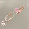 Menina de alto valor Mary gato tridimensional com contas versátil rosa fresco fofo pingente de celular corrente ccd