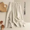 Falda de algodón puro para mujer de longitud media, corte holgado con silueta fluida, con bordados de estilo étnico, un nuevo diseño de línea A y un look retro versátil