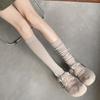 Calcetines de Mujer de Algodón Puro Negro jk de Tubo Alto de Color Sólido para Primavera, Otoño, Invierno, Blancos