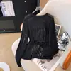 Vestido de Tricô Estilo Francês, Fino e de Caimento Solto com Design Vazado, Peça de Sobrepor para Mulheres, Gola Redonda, Top Crochê Irregular